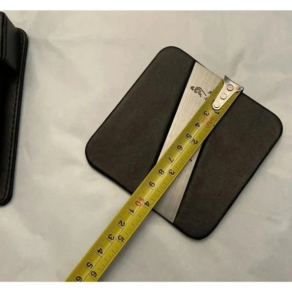 Set of 4 Johnnie Walker Leather Coaster Black Silver Band 10x10 - Picture 3 of 7